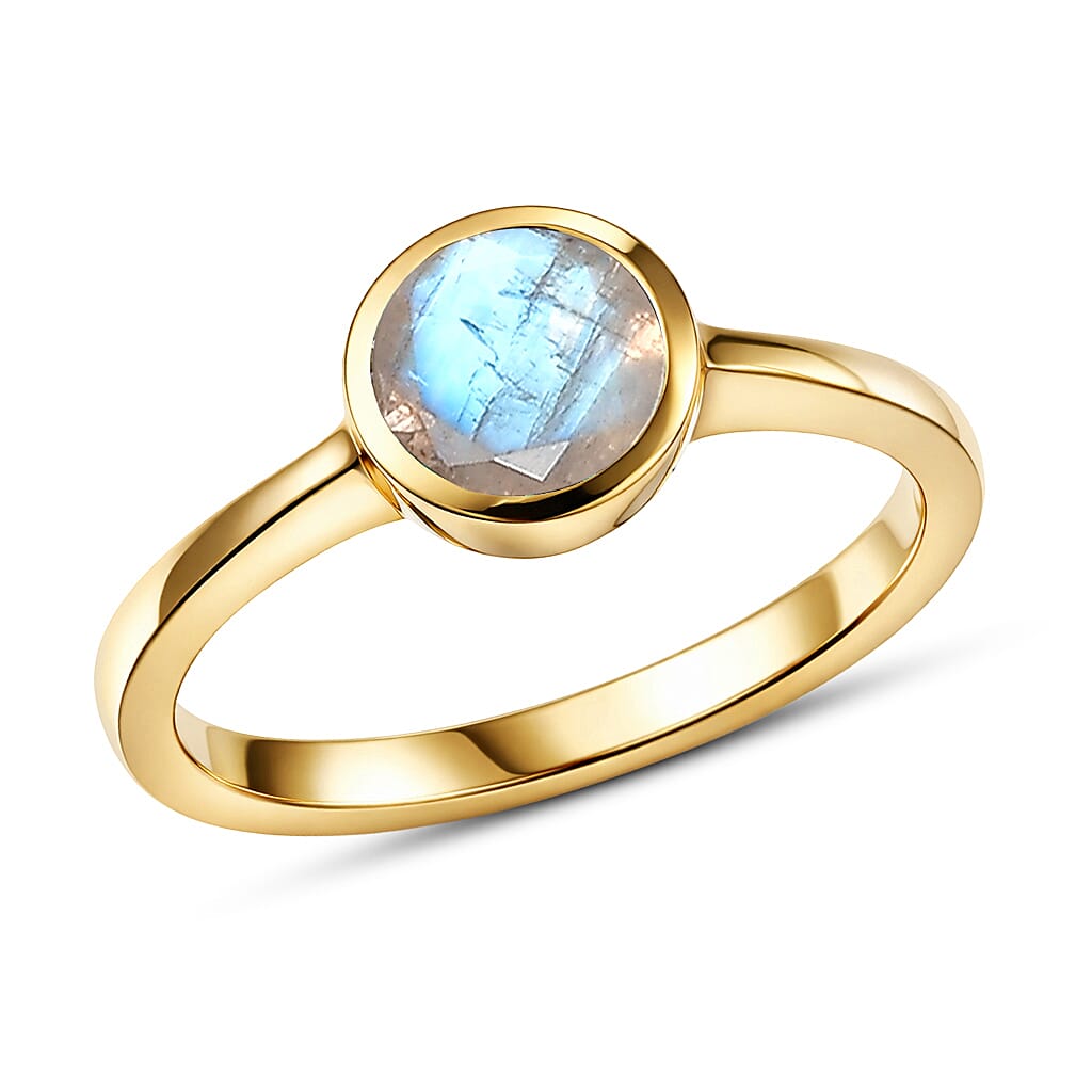 D'Joy Mozambique Garnet Solitaire Ring in 18K Vermeil YG Over Sterling Silver Size 10 0.90 ctw