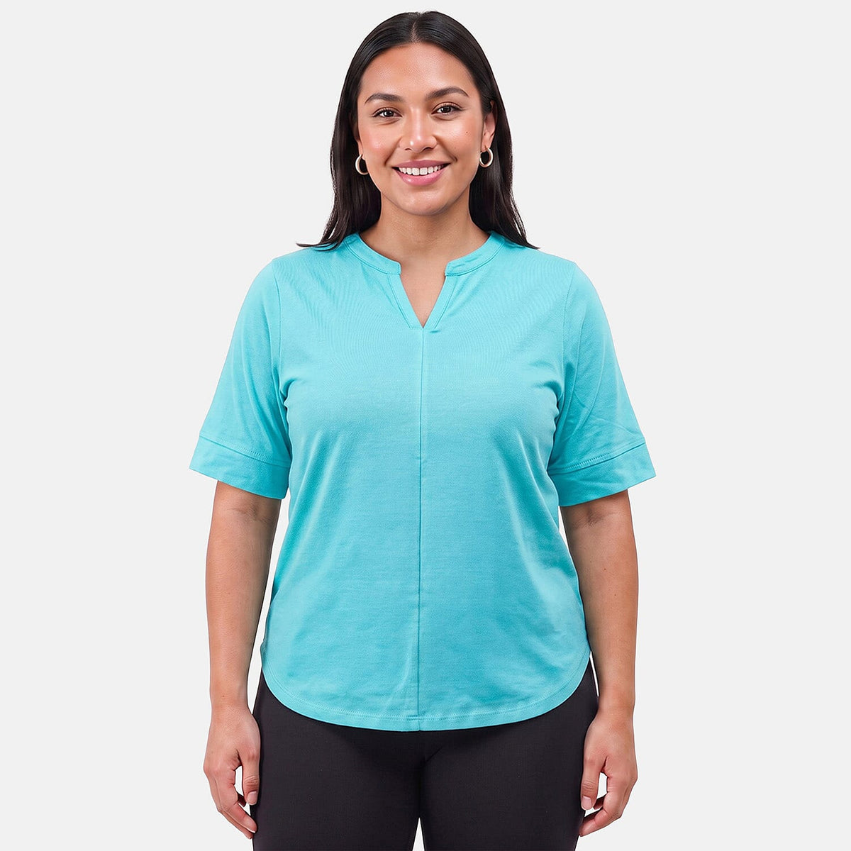 La Marey Purple Split Neck Top - One Size Missy