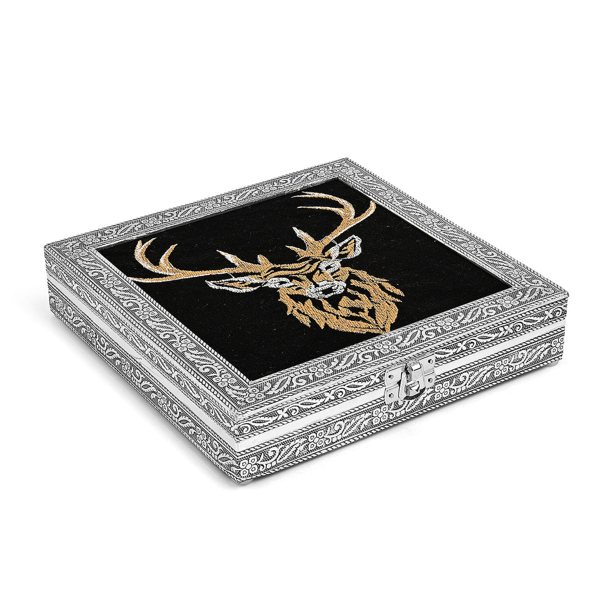 Livmore Silver and Golden Butterfly Embossed Jewelry Ring Box (8"x8x"2")
