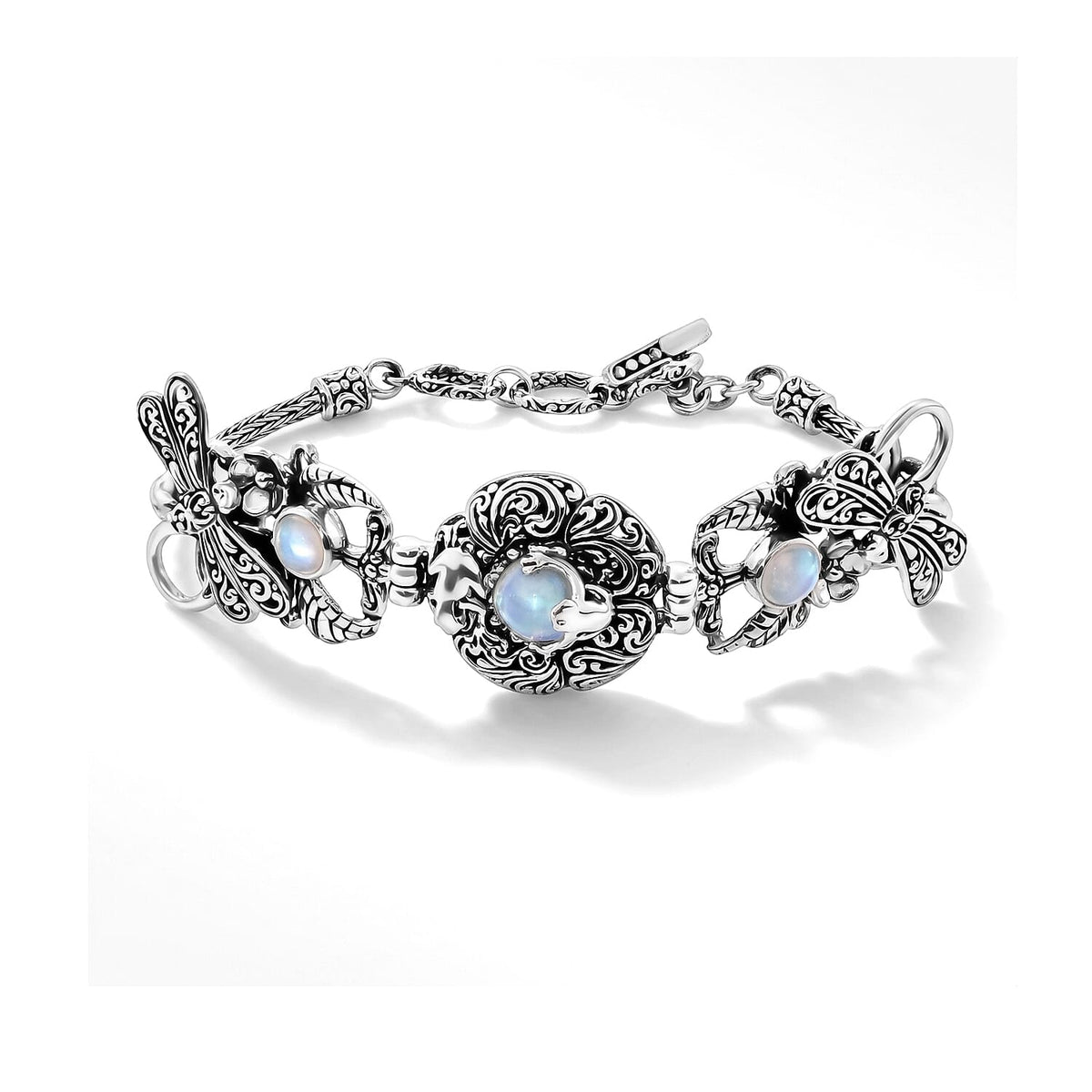 D''Joy Bali Legacy Ethiopian Welo Opal Dragonfly Bracelet in Sterling Silver (8.00 In) 2.70 ctw