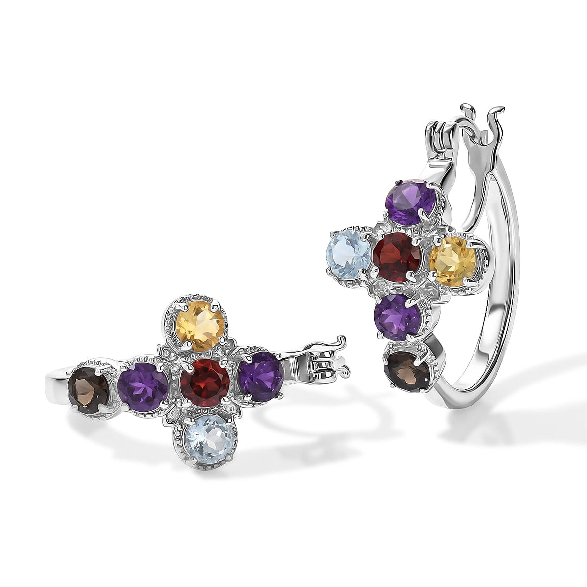 EverTrue African Amethyst 3.20 ctw Hoop Earrings in Platinum Bond
