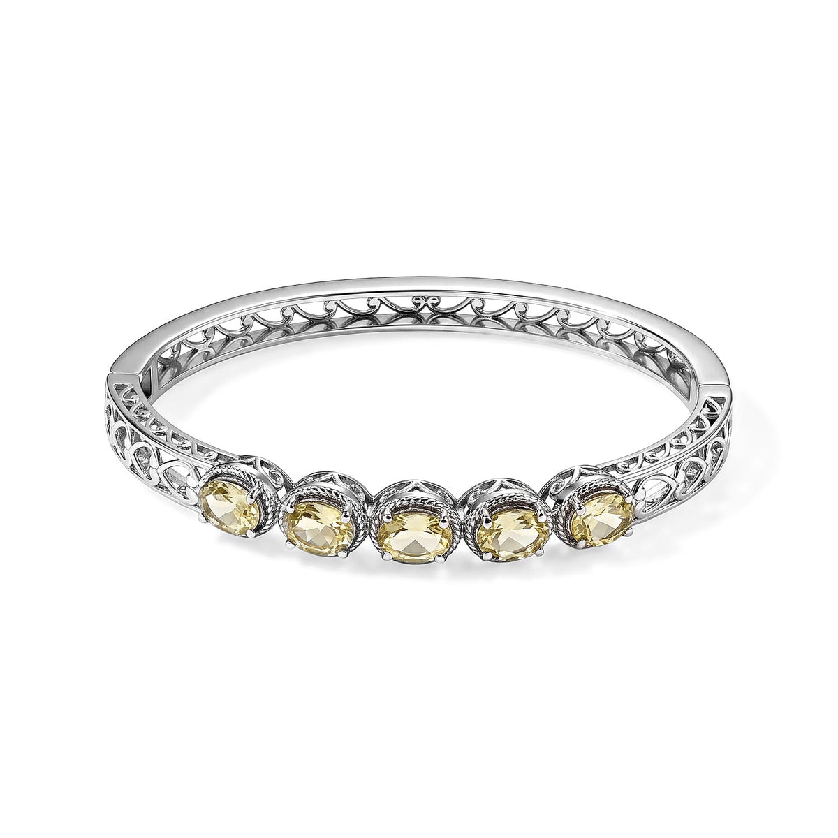 EverTrue Simulated Diamond Bangle Bracelet in Stainless Steel (7.25 In)