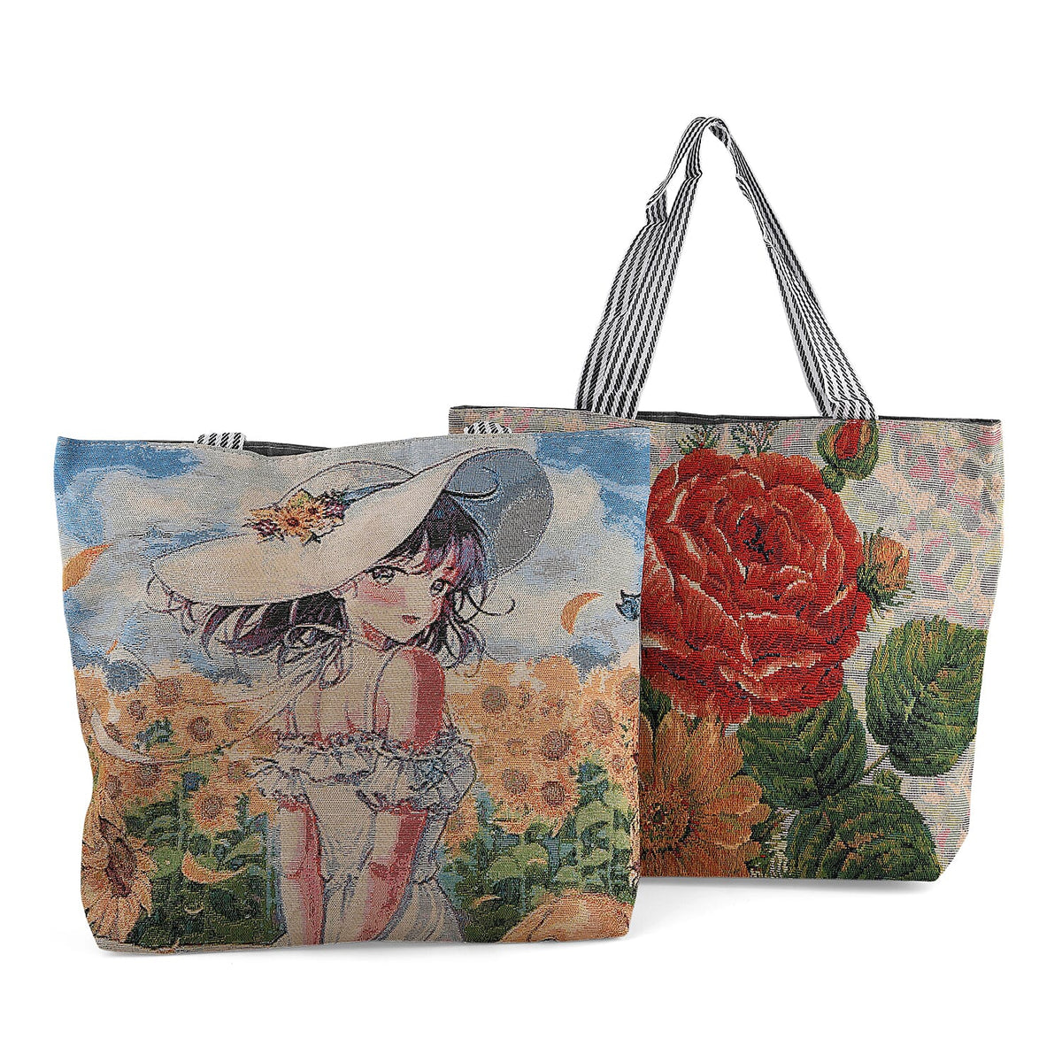 Set of 2 La Marey Multi Color Elephant Tote Bag