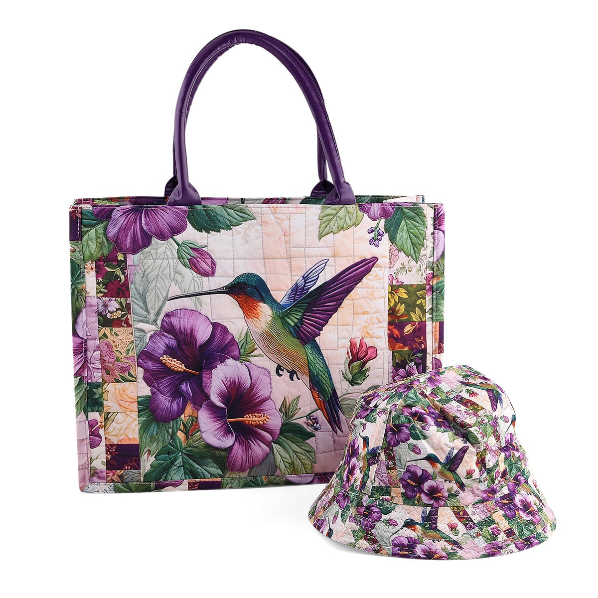 La Marey Red Dog Print Set of Bag (16.9"x12.9"x5.5") and Bucket Hat (22.8")