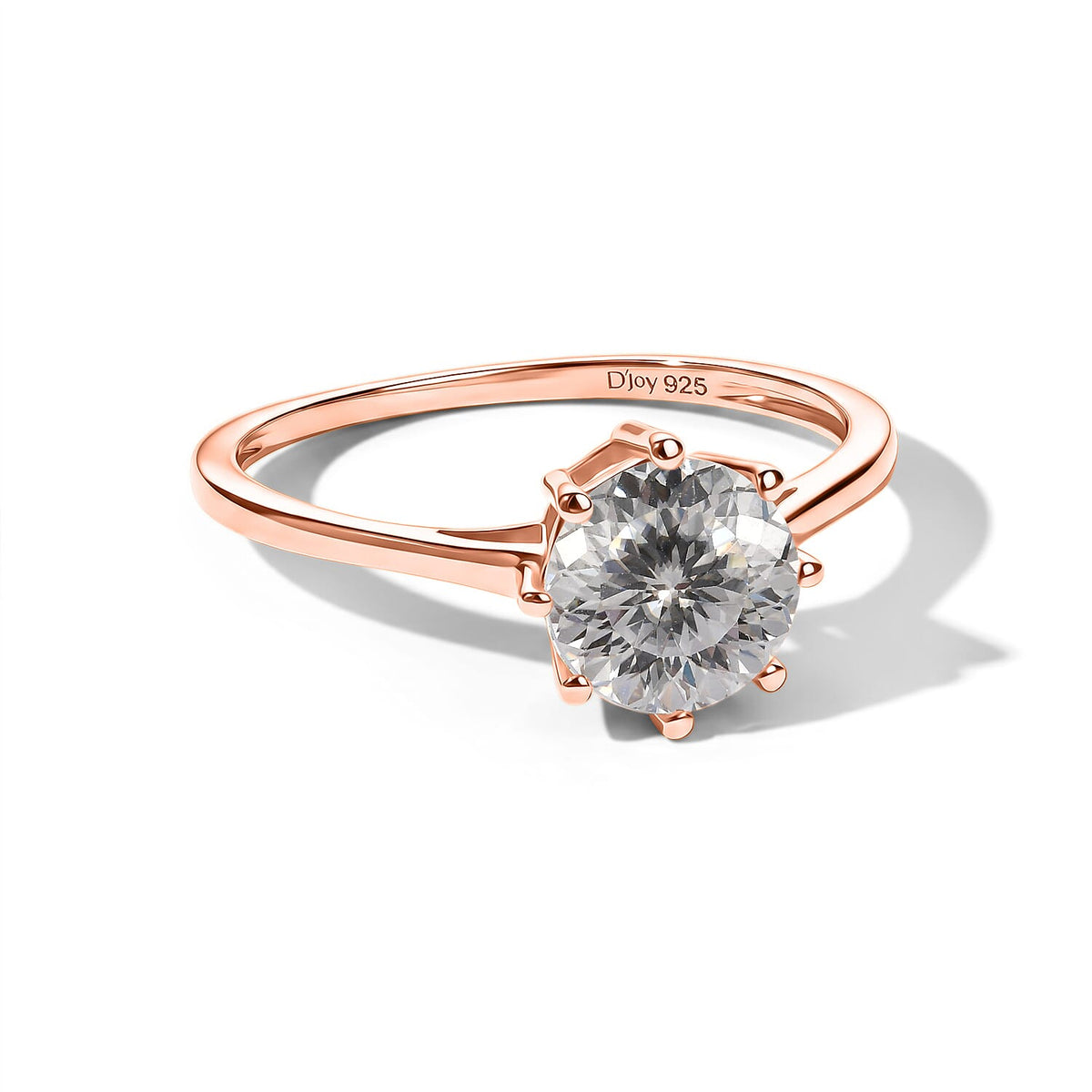 D'Joy 120 Facets Moissanite Ring in 18K Vermeil Rose Gold Over Sterling Silver (Size 10.0) 2.00 ctw