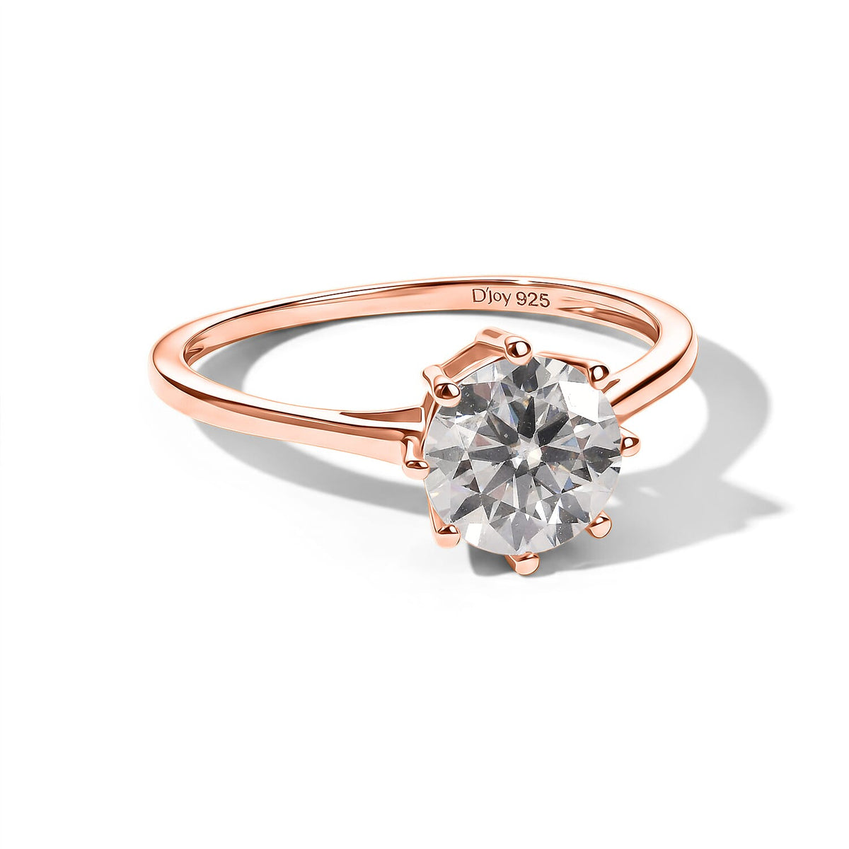 D'Joy 120 Facets Moissanite Ring in 18K Vermeil Rose Gold Over Sterling Silver (Size 10.0) 2.00 ctw