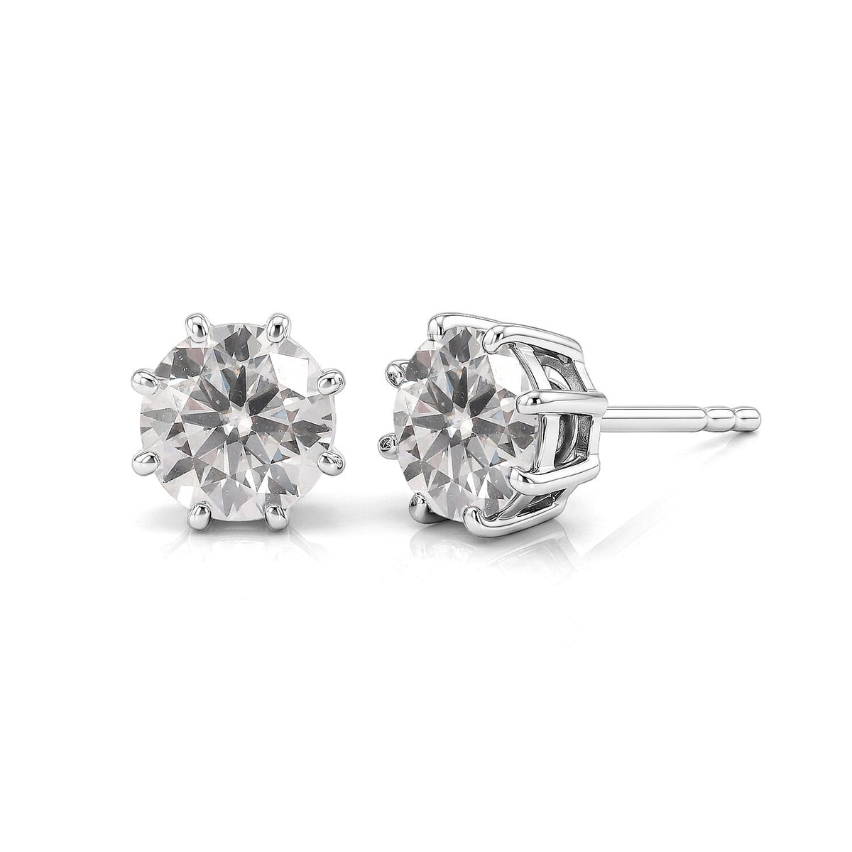 D'Joy 120 Facets Moissanite (Rnd 6.5mm) Earrings in 18K Vermeil RG Over Sterling Silver 2.00 ctw