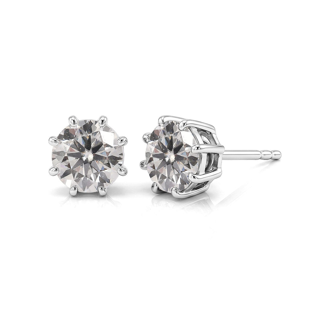 D'Joy 120 Facets Moissanite (Rnd 6.5mm) Earrings in 18K Vermeil RG Over Sterling Silver 2.00 ctw