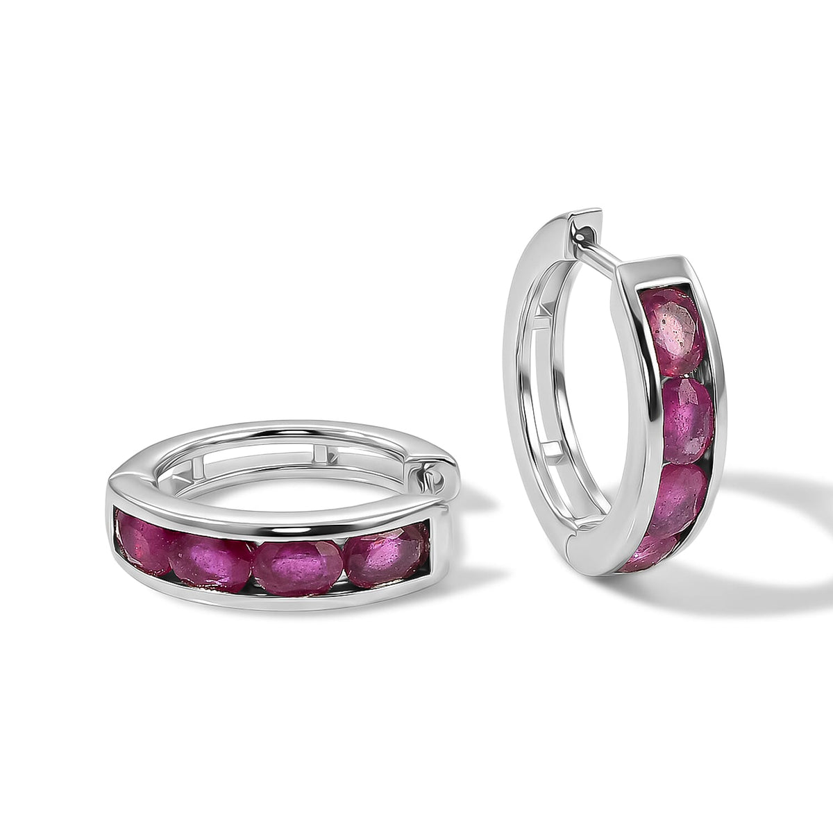 D'Joy Niassa Ruby (FF) Earrings in Rhodium Over Sterling Silver 2.00 ctw