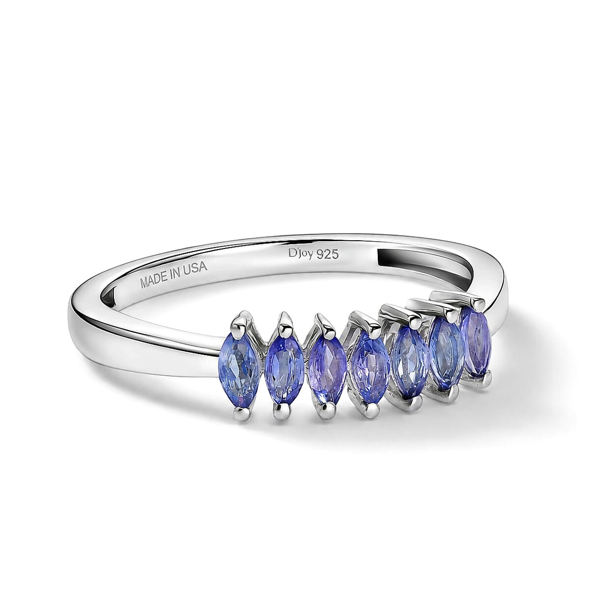 D''Joy Tanzanite Ring in Rhodium Over Sterling Silver (Size 10.0) 0.75 ctw