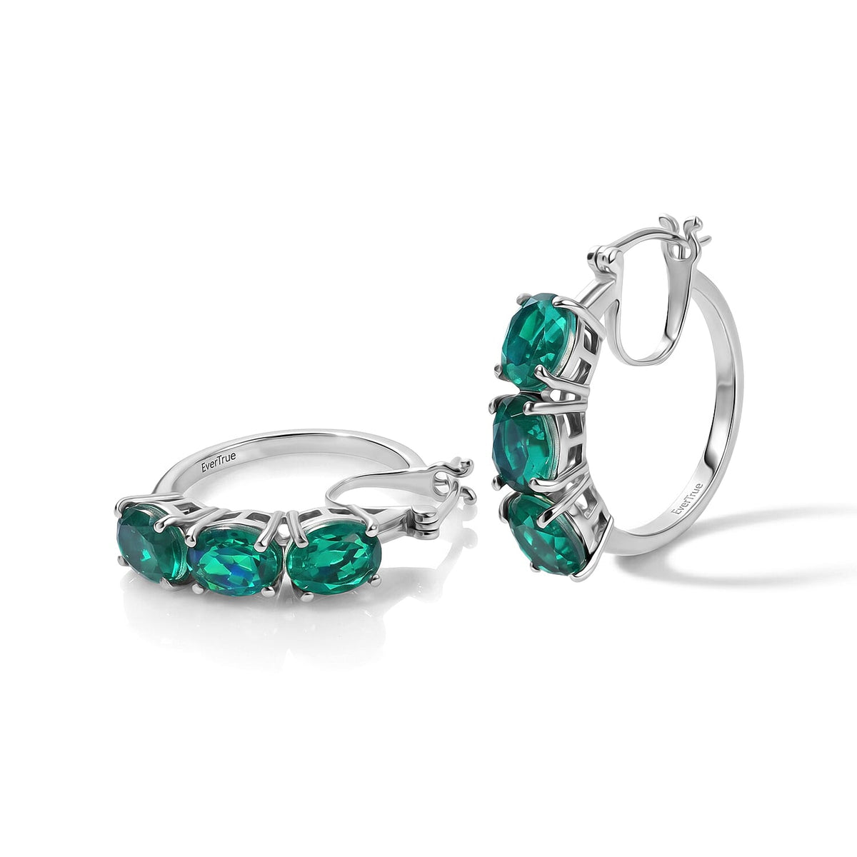 EverTrue Peacock Triplet Quartz Full Hoop Earring in Platinum Bond 9.00 ctw
