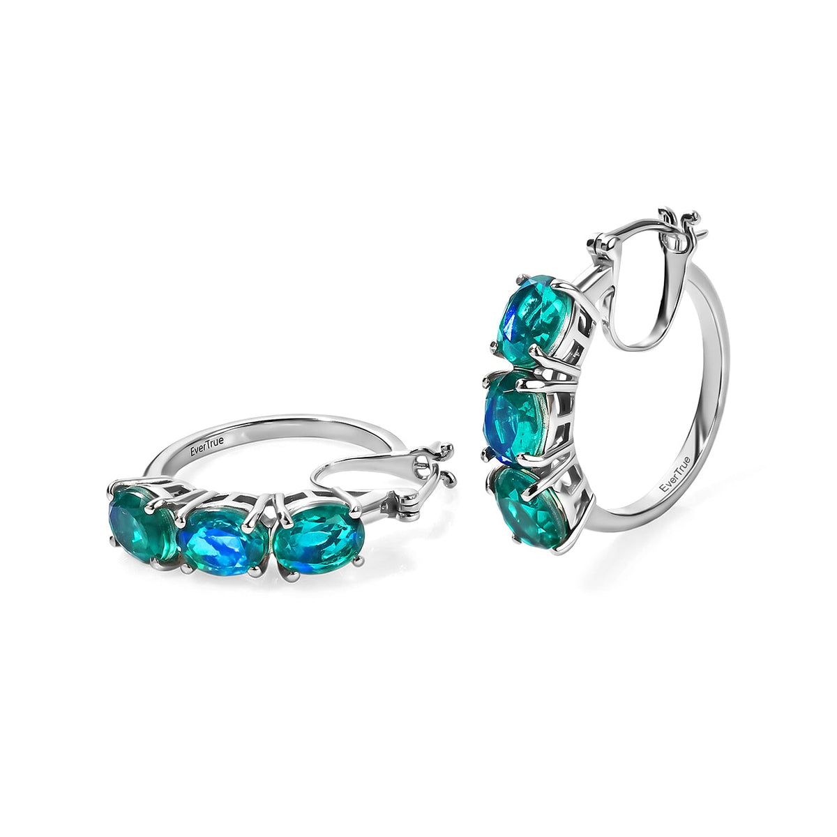 EverTrue Peacock Triplet Quartz Full Hoop Earring in Platinum Bond 9.00 ctw