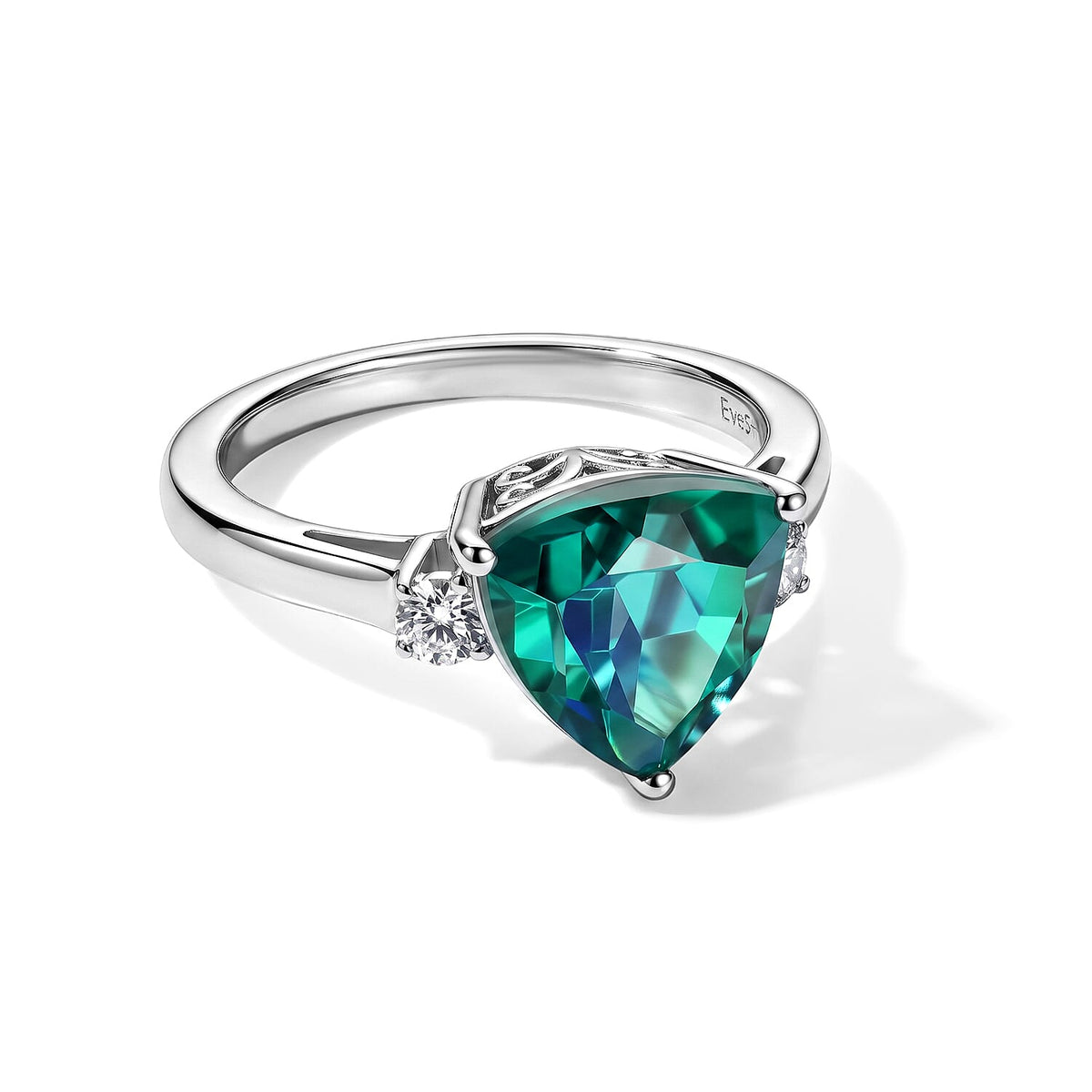 EverTrue Peacock Triplet Quartz , Moissanite Main Stone With Side Stone Ring in Platinum Bond (Size 7.0) 3.68 ctw