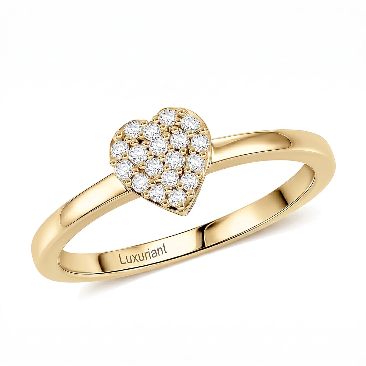 Luxuriant Lab Grown Diamond (G-H, SI) Ring in 18K Vermeil Yellow Gold Over Sterling Silver (Size 10.0) 0.15 ctw