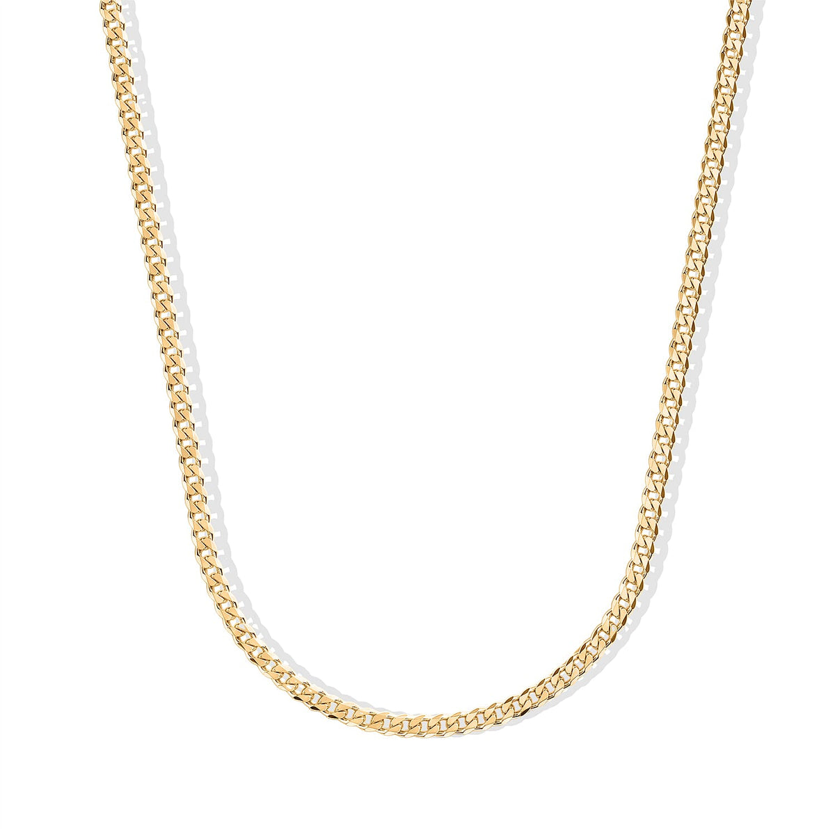 3.5mm Grumeta Super Flat Light Chain Necklace in 14K YG Over Sterling Silver 6.15 Grams 20 Inches