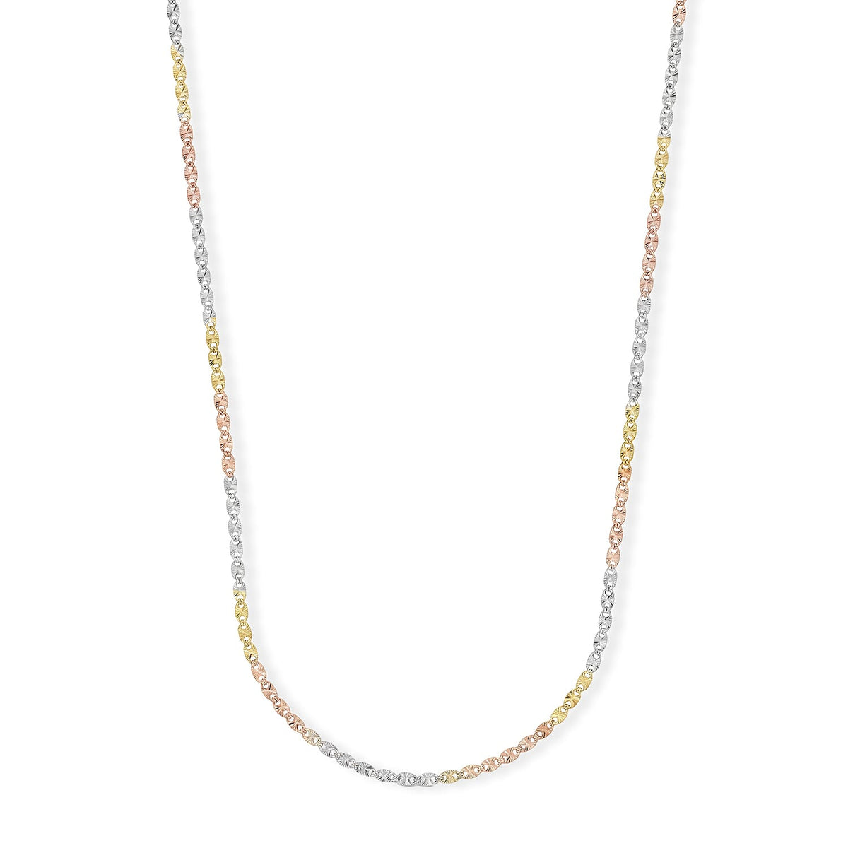 14K YRG Over and Sterling Silver 1.4mm Valentina Star Chain Necklace (18 Inches) (2.65 g)
