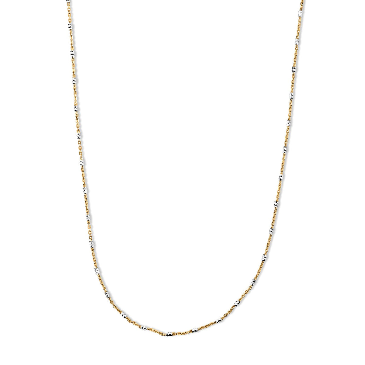 Italian 14K YG Over and Sterling Silver 1.4mm Tube Brite Long Chain Necklace (18 Inches) (2.40 g)