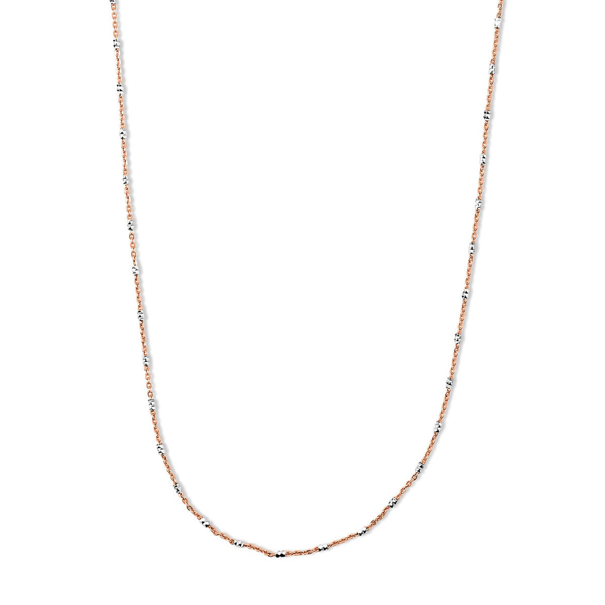 Italian 14K RG Over and Sterling Silver 1.4mm Tube Brite Long Chain Necklace (18 Inches) (2.40 g)