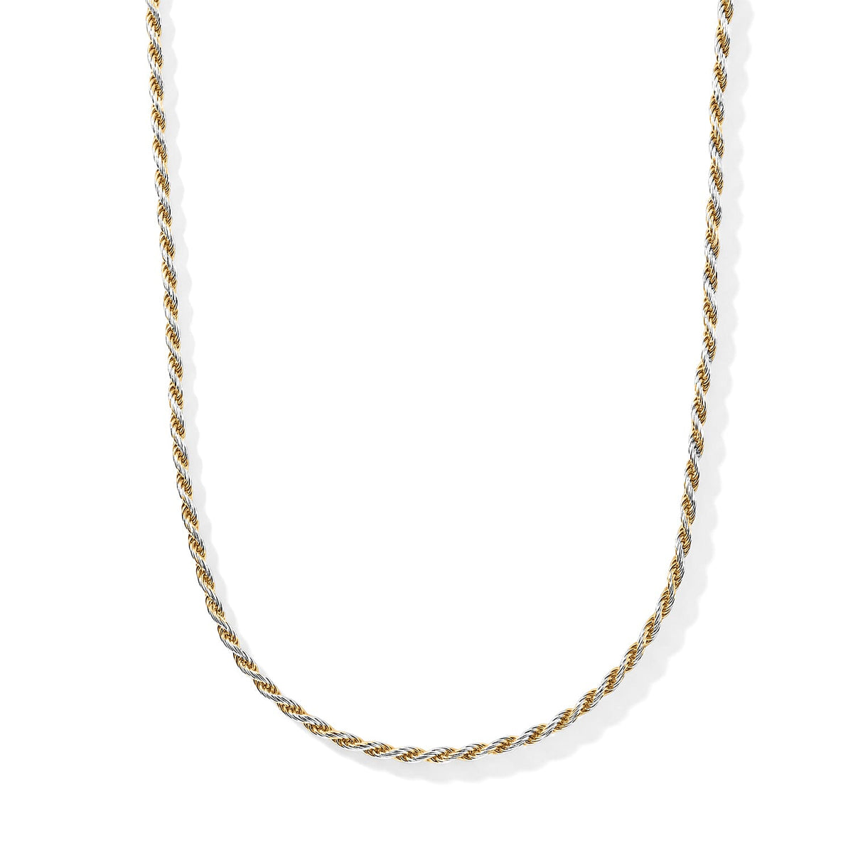 2.5mm Rope Pyramid Pave Necklace in 14K Yellow Gold Over and Sterling Silver 18 Inches 8.83 Grams