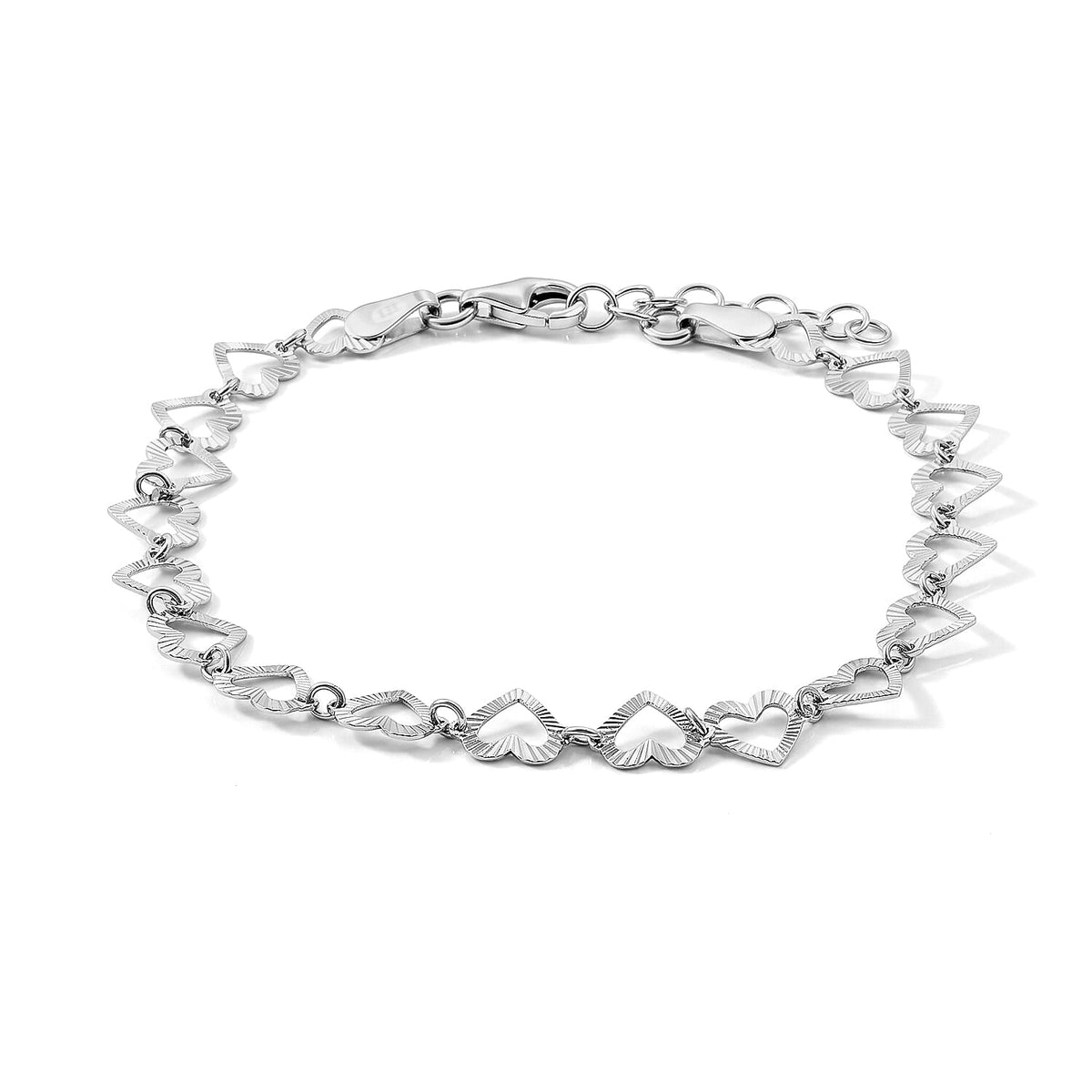 0.6mm Arte Cuore Chain Bracelet in Rhodium Over Sterling Silver (7.00 In) 2.20 Grams