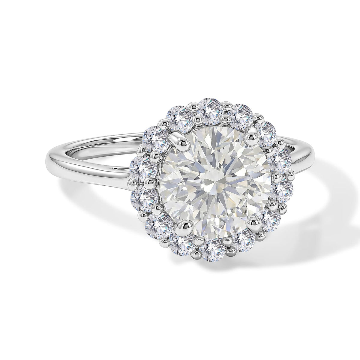 D'Joy Moissanite (Rnd 8 mm) Ring in Rhodium Over Sterling Silver (Size 10.0) 2.30 ctw