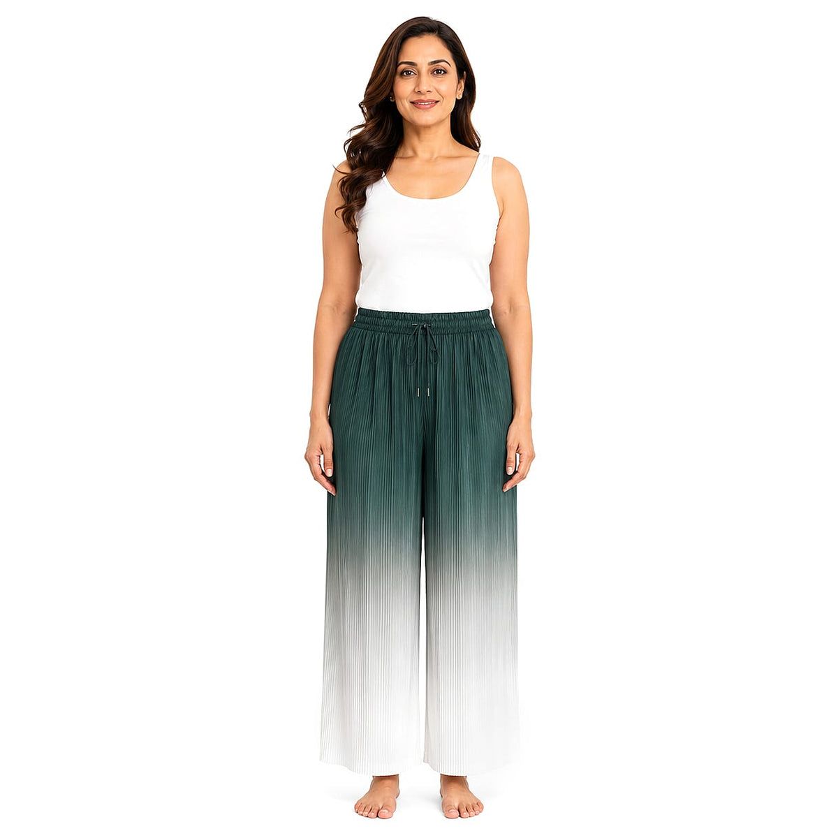 La Marey Blue Ombre Gradient Pleated Pajama Pants - One Size Fits Most