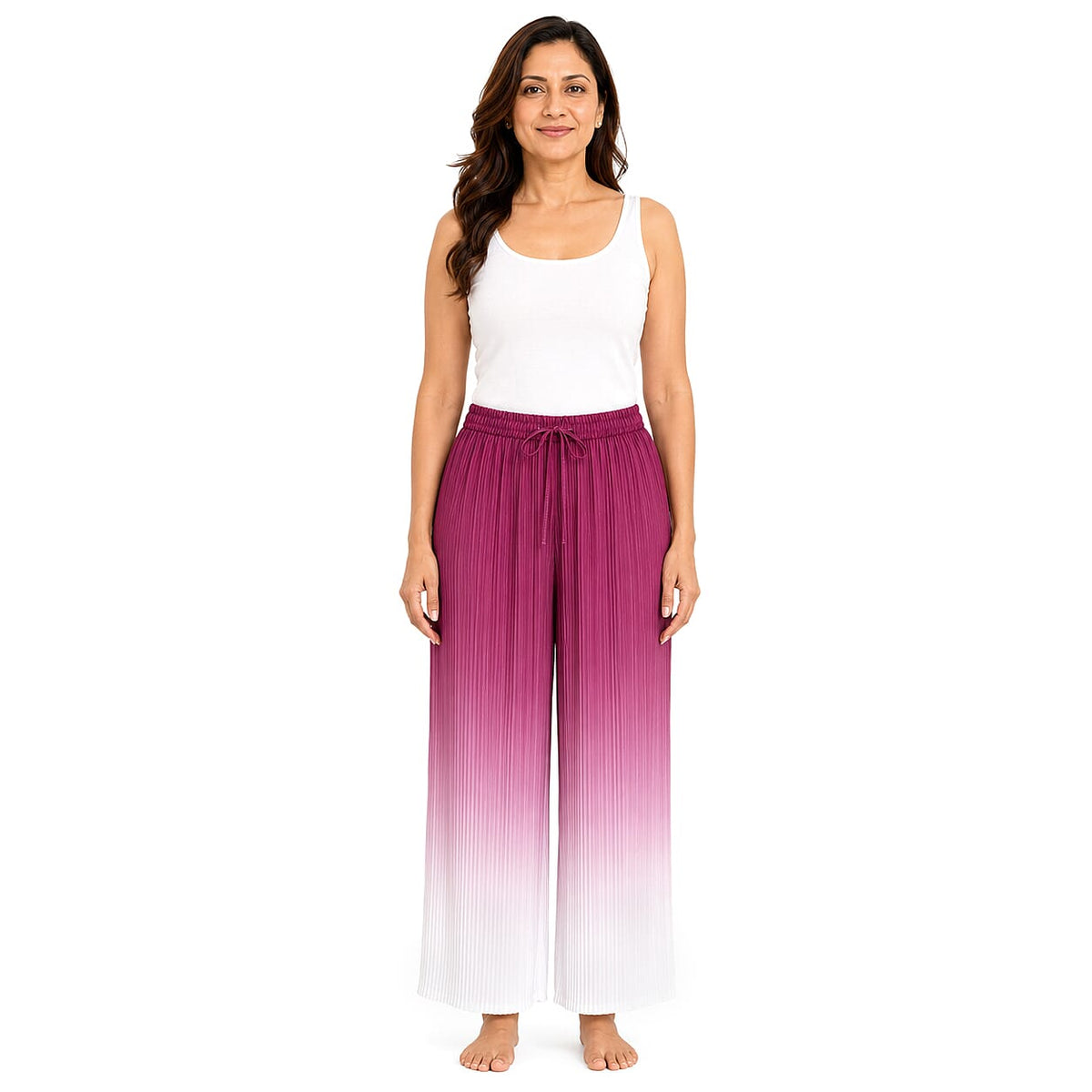 La Marey Blue Ombre Gradient Pleated Pajama Pants - One Size Fits Most