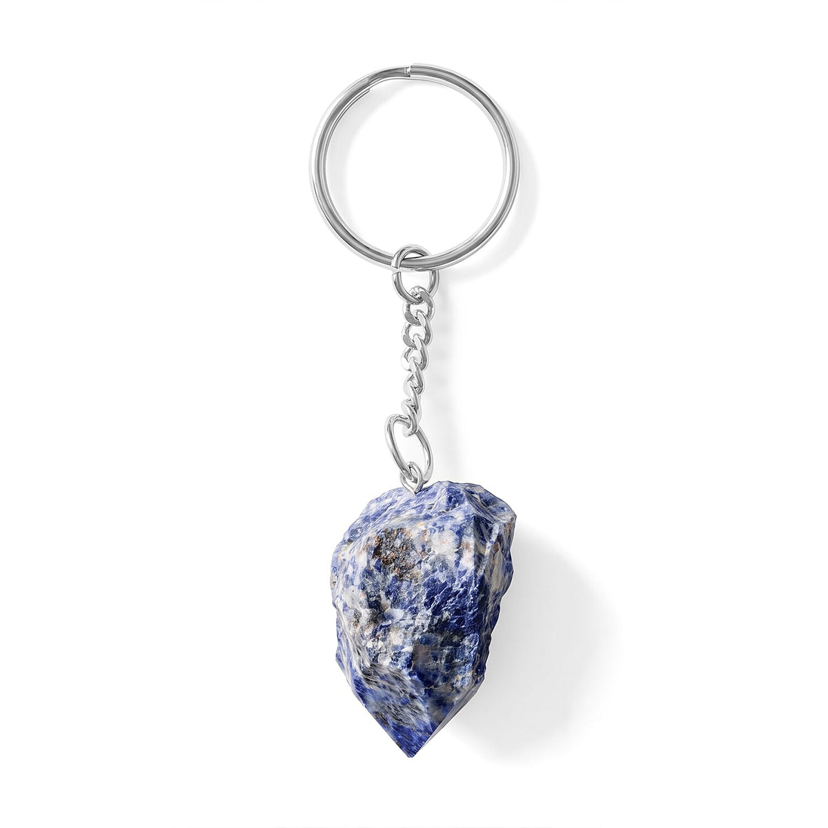 Sodalite 138.70 ctw Geode Keychain in Silvertone