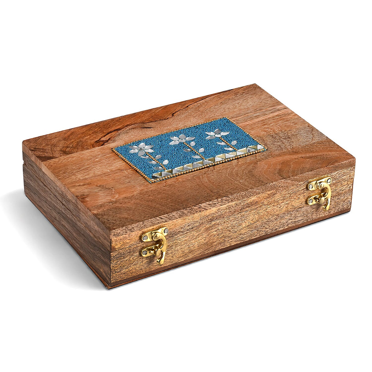 Livmore Multi Handcrafted Teak Wooden Wid Round Beads Jewelry Box