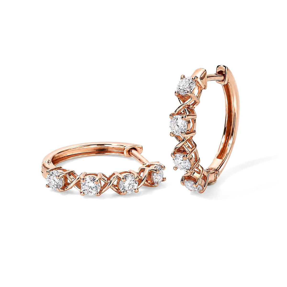 EverTrue Moissanite XOXO Hoop Earring in Platinum Bond 0.90 ctw