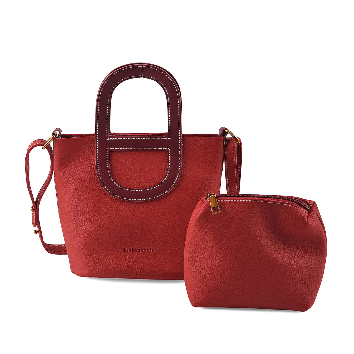 Black Genuine Leather Bag and Set of Phone Bag