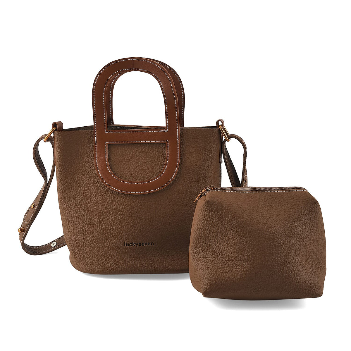 Black Genuine Leather Bag and Set of Phone Bag