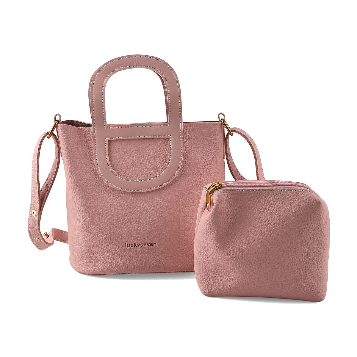 Black Genuine Leather Bag and Set of Phone Bag