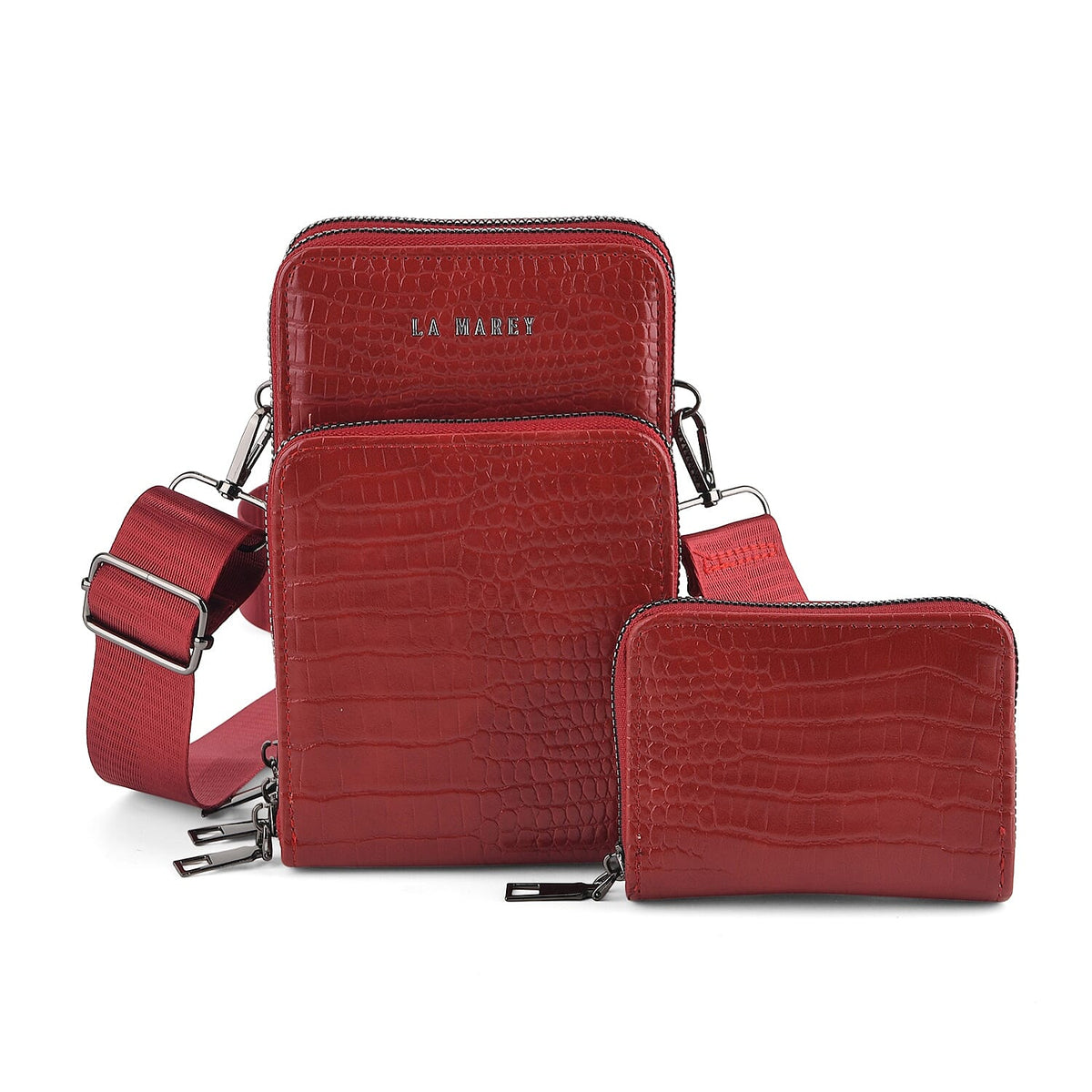 La Marey Black Faux Leather Women''s Mobile Crossbody Bag and Card Holder Wallet RFID with Shoulder Strap