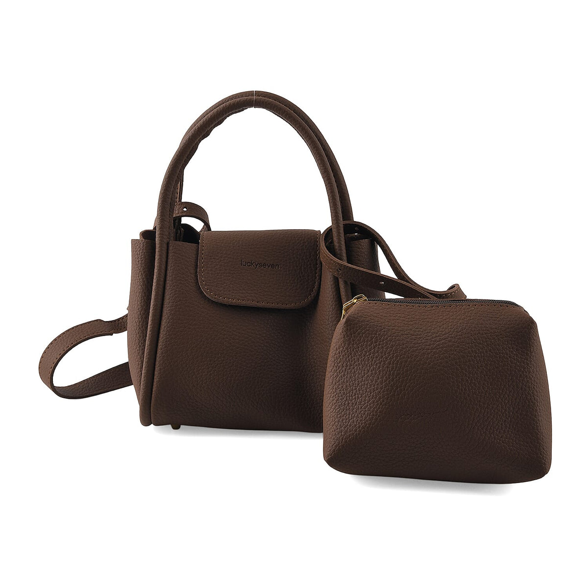 Black Genuine Leather Bag, Set of Phone Bag