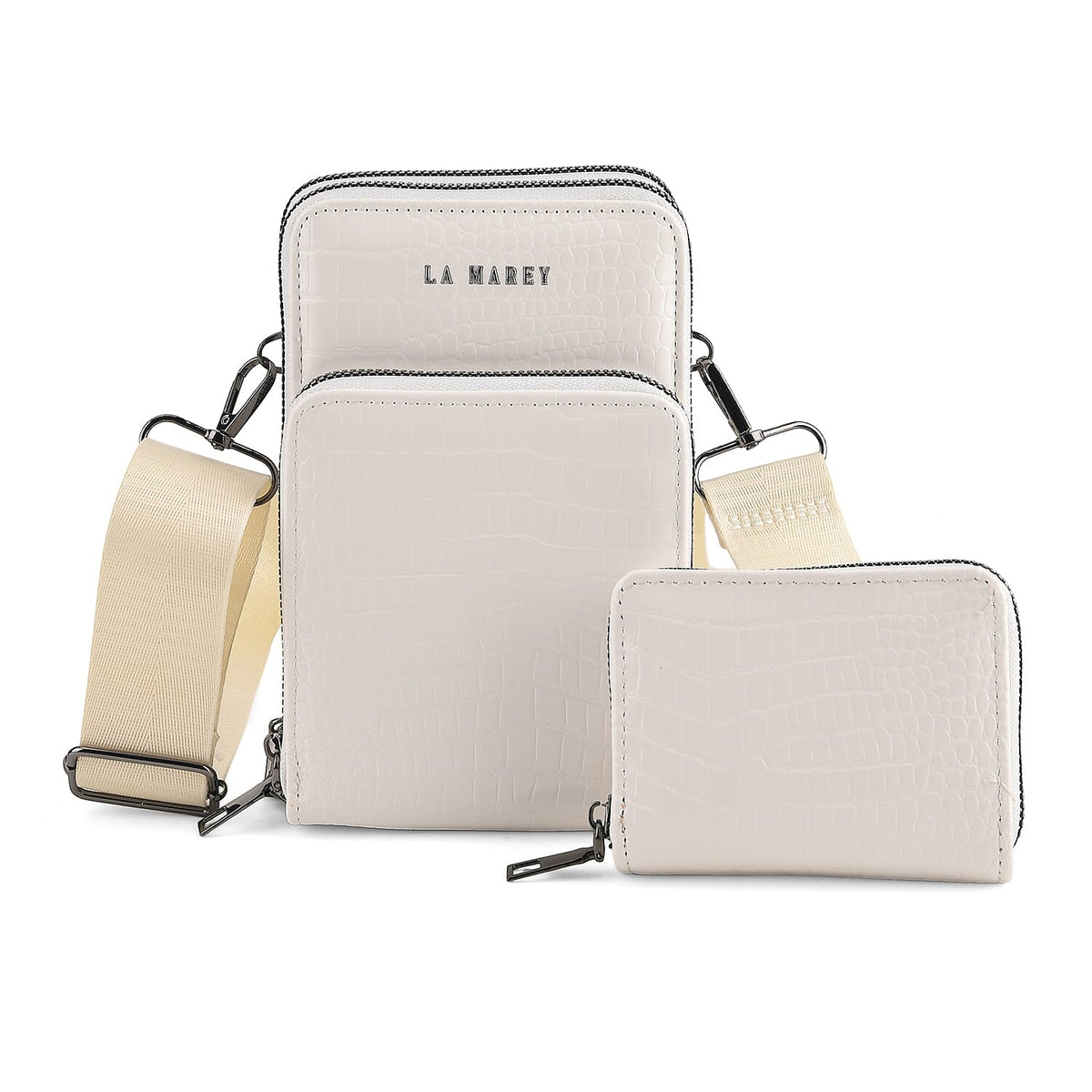 La Marey Black Faux Leather Women''s Mobile Crossbody Bag and Card Holder Wallet RFID with Shoulder Strap