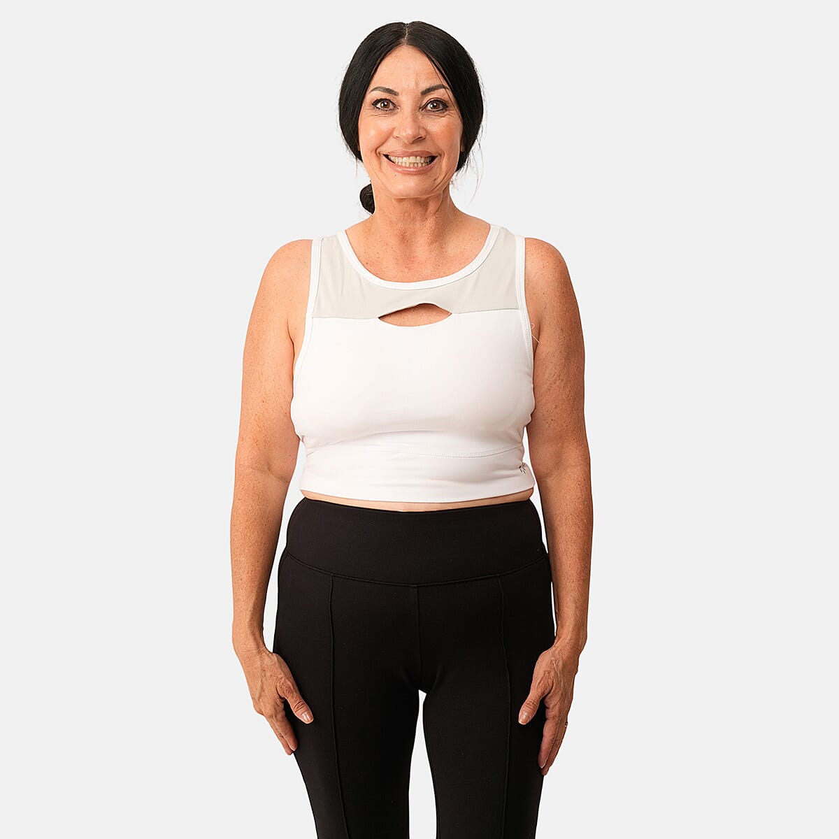 Closeout Nine West Black Color Block Cut Out Sports Bra - L