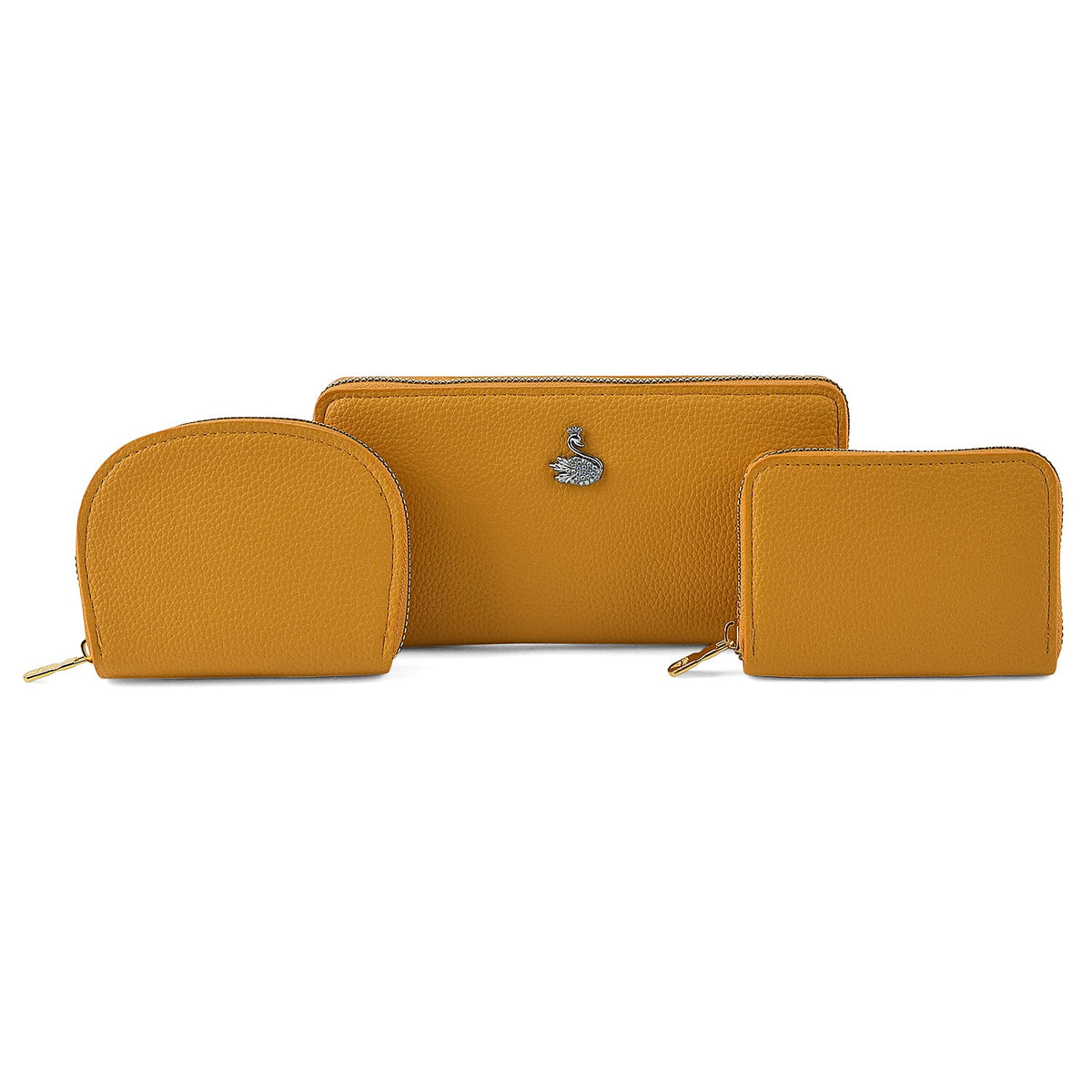 La Marey Black Faux Leather Lychee Grain Set of 3 Wallet