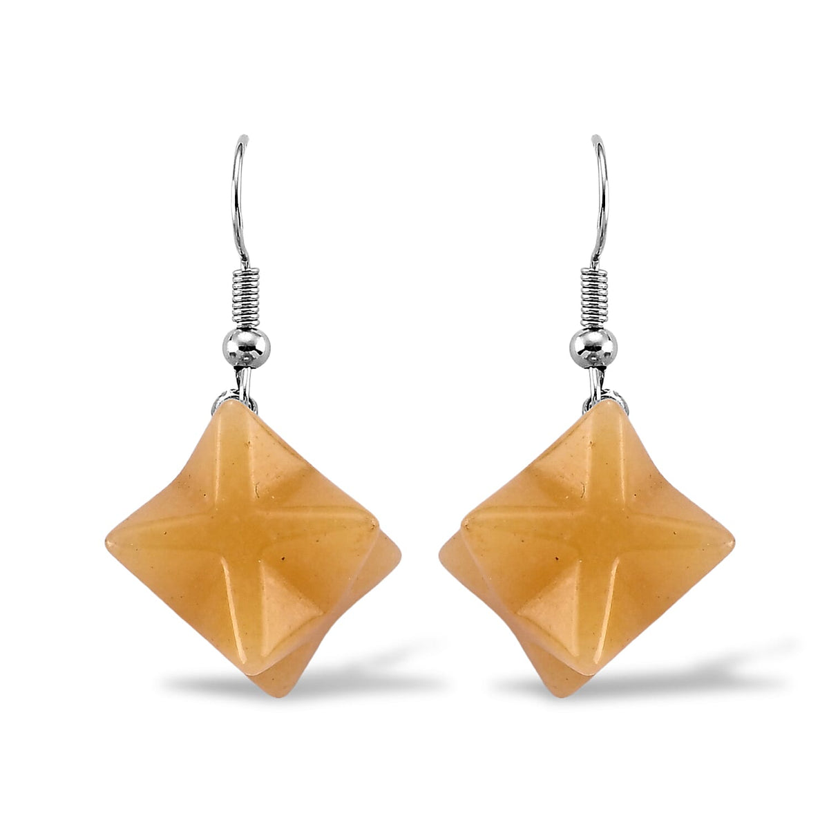 Green Aventurine Earrings in Silvertone 35.00 ctw