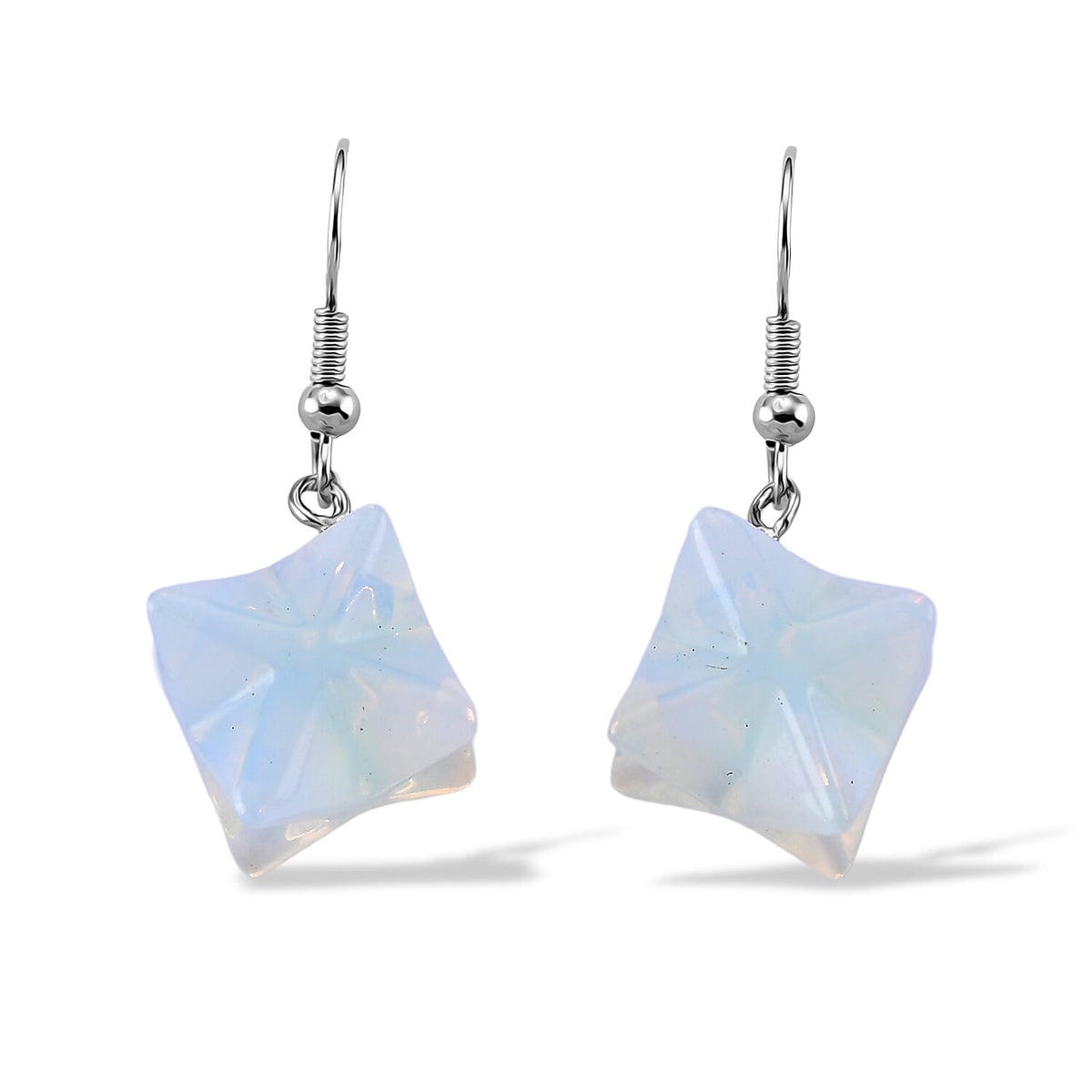 Green Aventurine Earrings in Silvertone 35.00 ctw