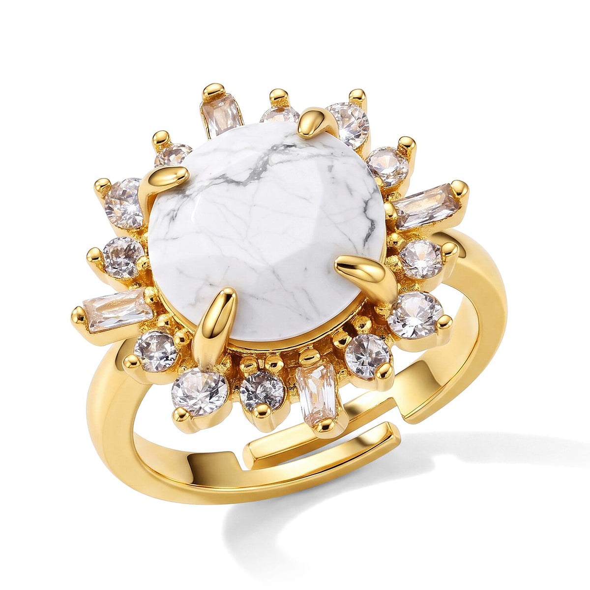 Green Aventurine, Simulated Diamond Ring in Goldtone (Adjustable) 12.00 ctw