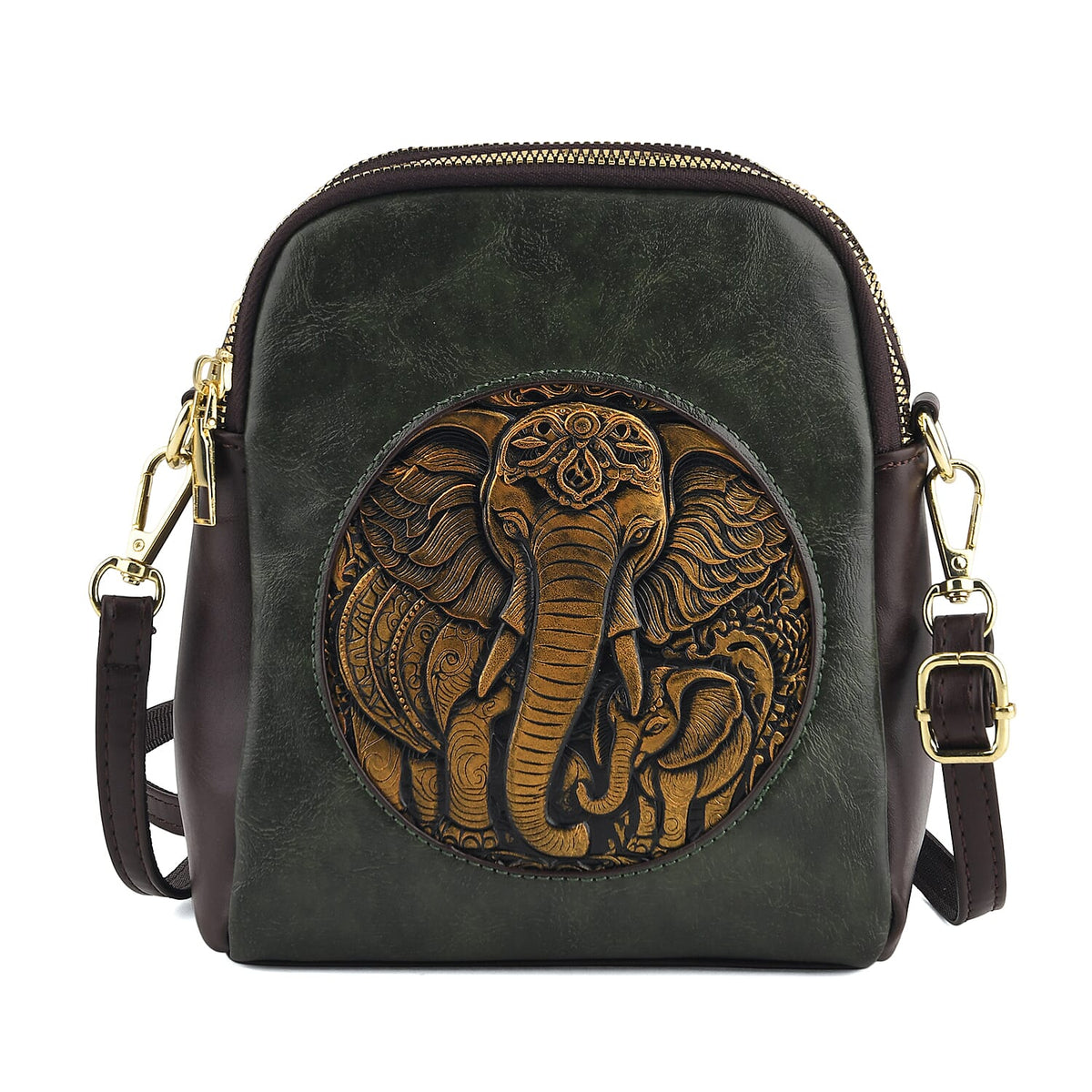 La Marey Black Embossed Faux Leather Phone Bag