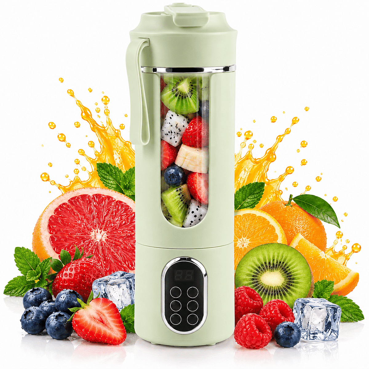White USB Rechargeable Portable Juicer Stainless Blades (3C Battery 1300mAh) (530ML)