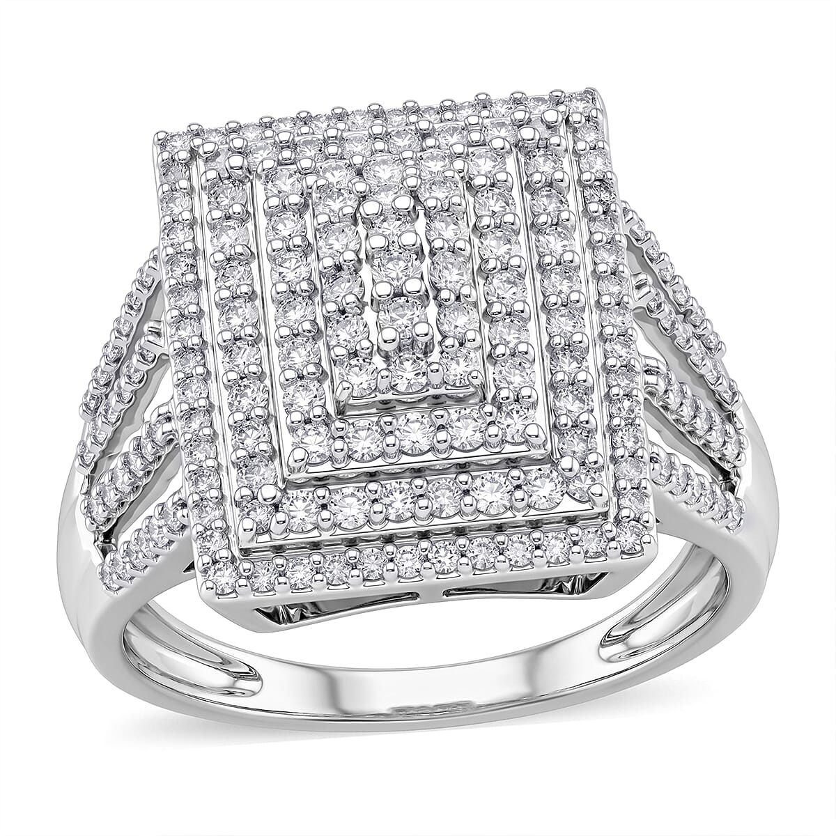 TLV D'Joy Diamond Ring in Rhodium Over Sterling Silver (Size 10.0) 1.00 ctw