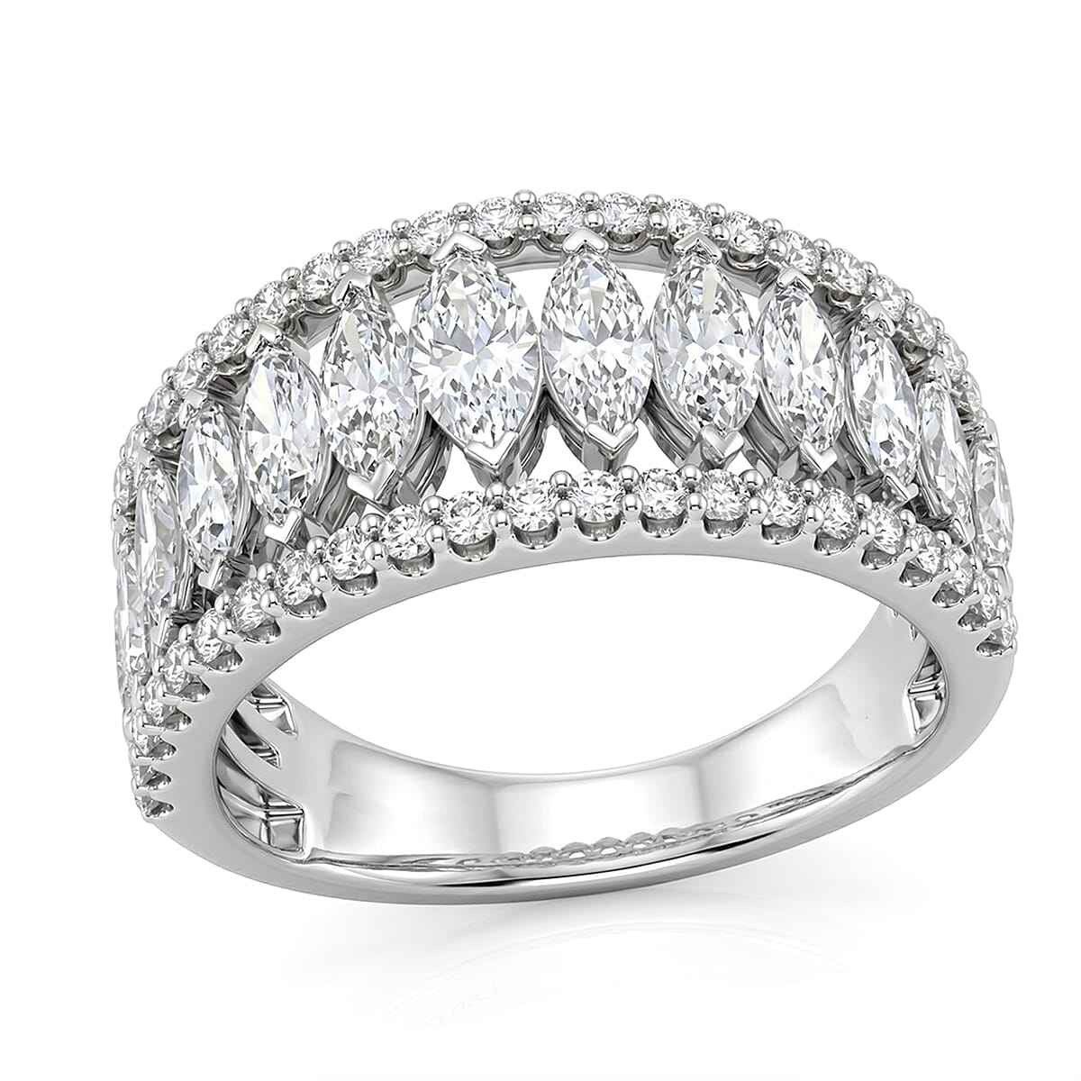 14K White Gold Luxuriant Lab Grown Diamond (VS2) Band Ring (Size 5.0) (4.75 g) 2.00 ctw