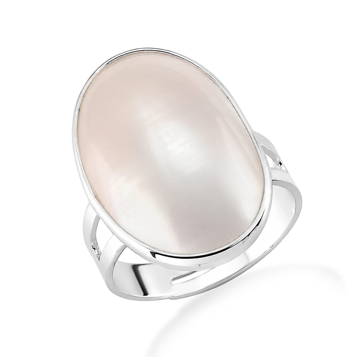 Peacock Color Shell Pearl Ring in Silvertone (Adjustable)