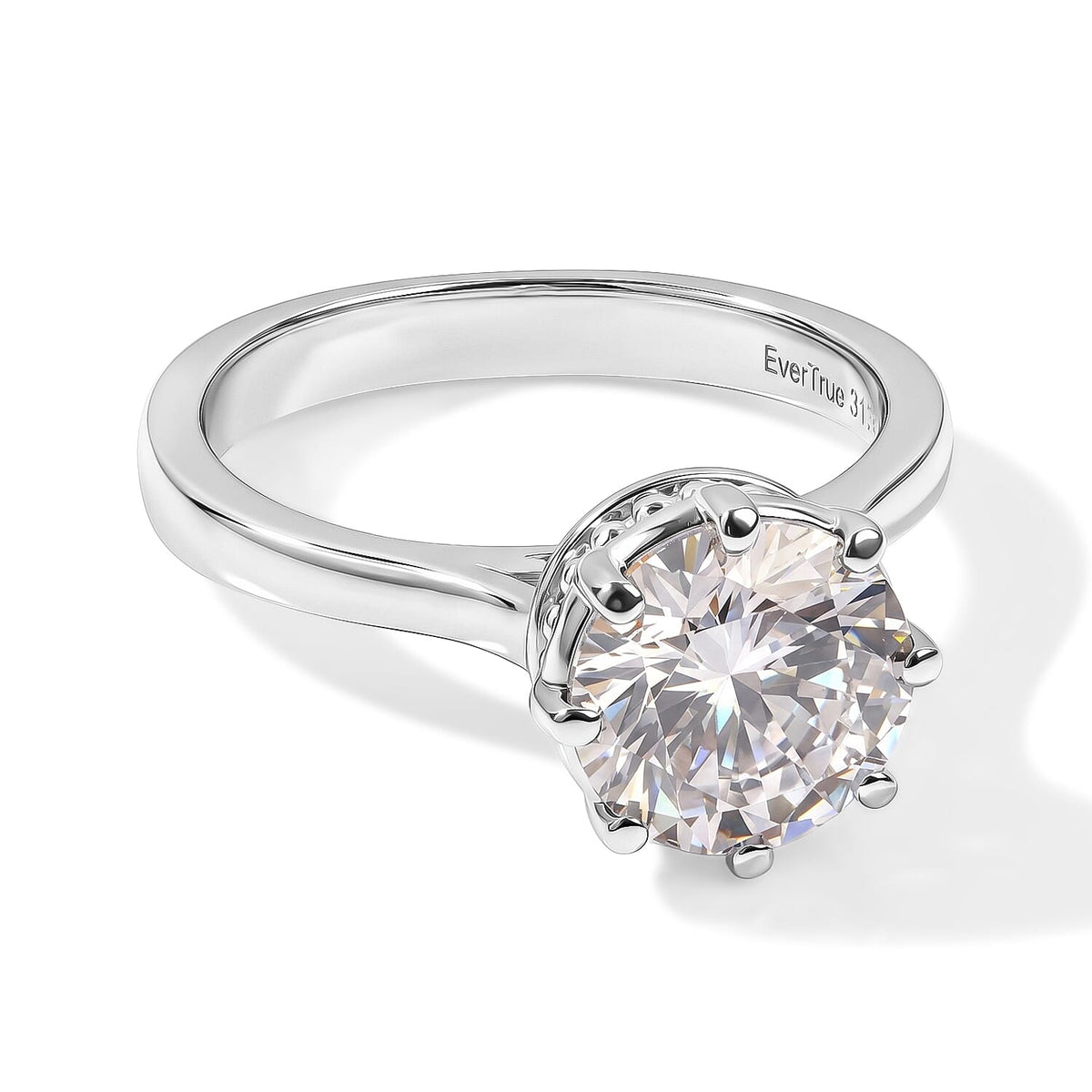 EverTrue Simulated Amethyst Color Diamond Solitaire Ring in Stainless Steel (Size 10.0)