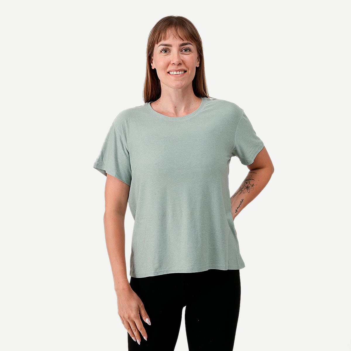 La Marey Blue Stretch Crewneck Short Sleeve Top - Large