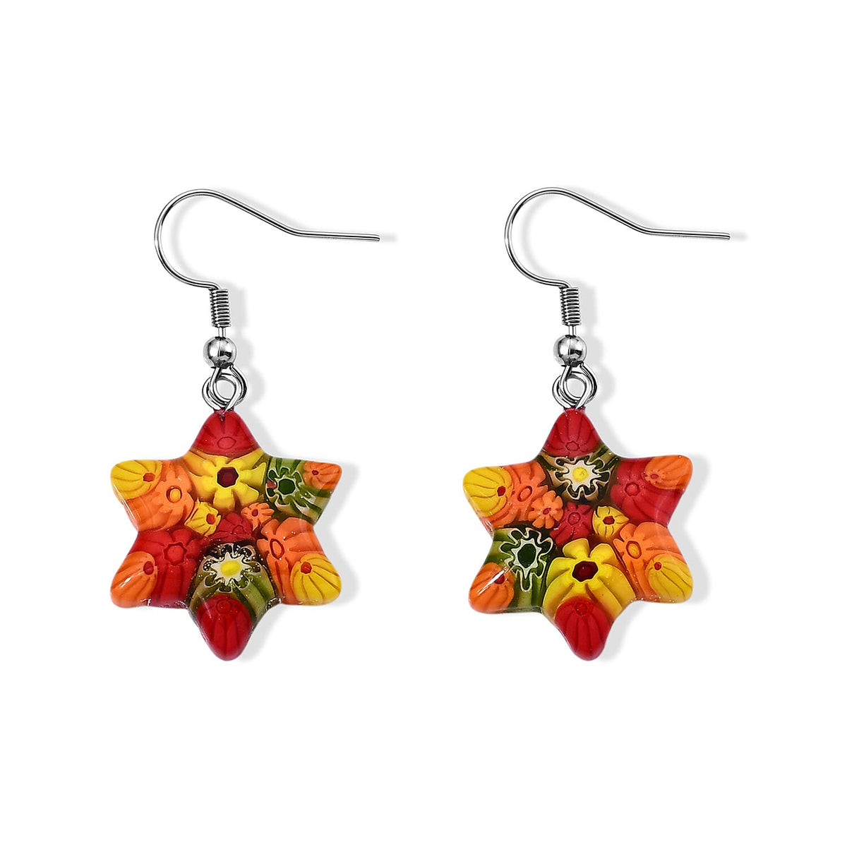 Multi Murano Style Celestial Star Earrings in Stainless Steel