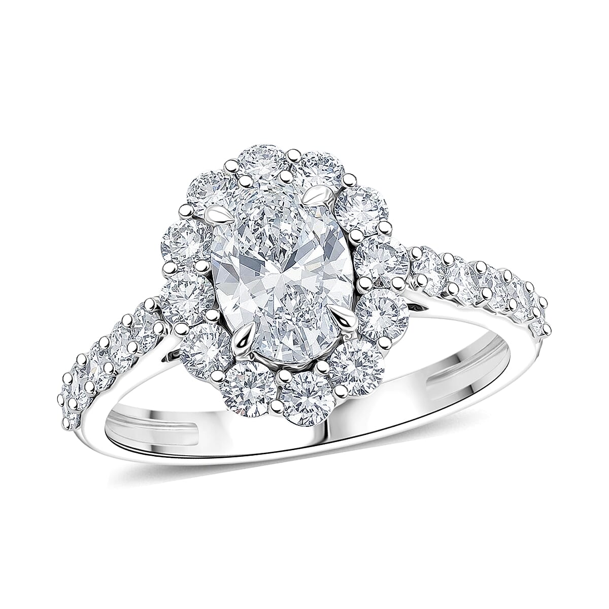 Lab Grown Diamond SI1 1.90 ctw Ring in Sterling Silver (Size 6.0)